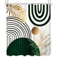 thumbnail image 6 of Green Chic Abstract Shower Curtain for Bathroom Decor 72Wx84H Inches Mid Century Leaves Tropical Modern Geometric Simple Minimalist Fancy Fabric Waterproof Polyester 12 Pack Hooks, 6 of 6