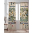 thumbnail image 2 of Sheer Curtains 108 Inches Long 2 Panels Set for Living Room, Vintage Daisy Floral Semi Sheer Curtains for Windows, Spring Flowers Botanical Striped Beige Voile Window Treatments Rod Pocket Curtain, 2 of 7