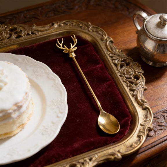 Uuiauoio Stainless Steel Reindeer Spoons,Deer Head Shape Teaspoons ，Dessert Coffee Spoon Tableware Creative Tea Spoon Stirring Demitasse for Coffee Tea Ice Cream Sugar Cake