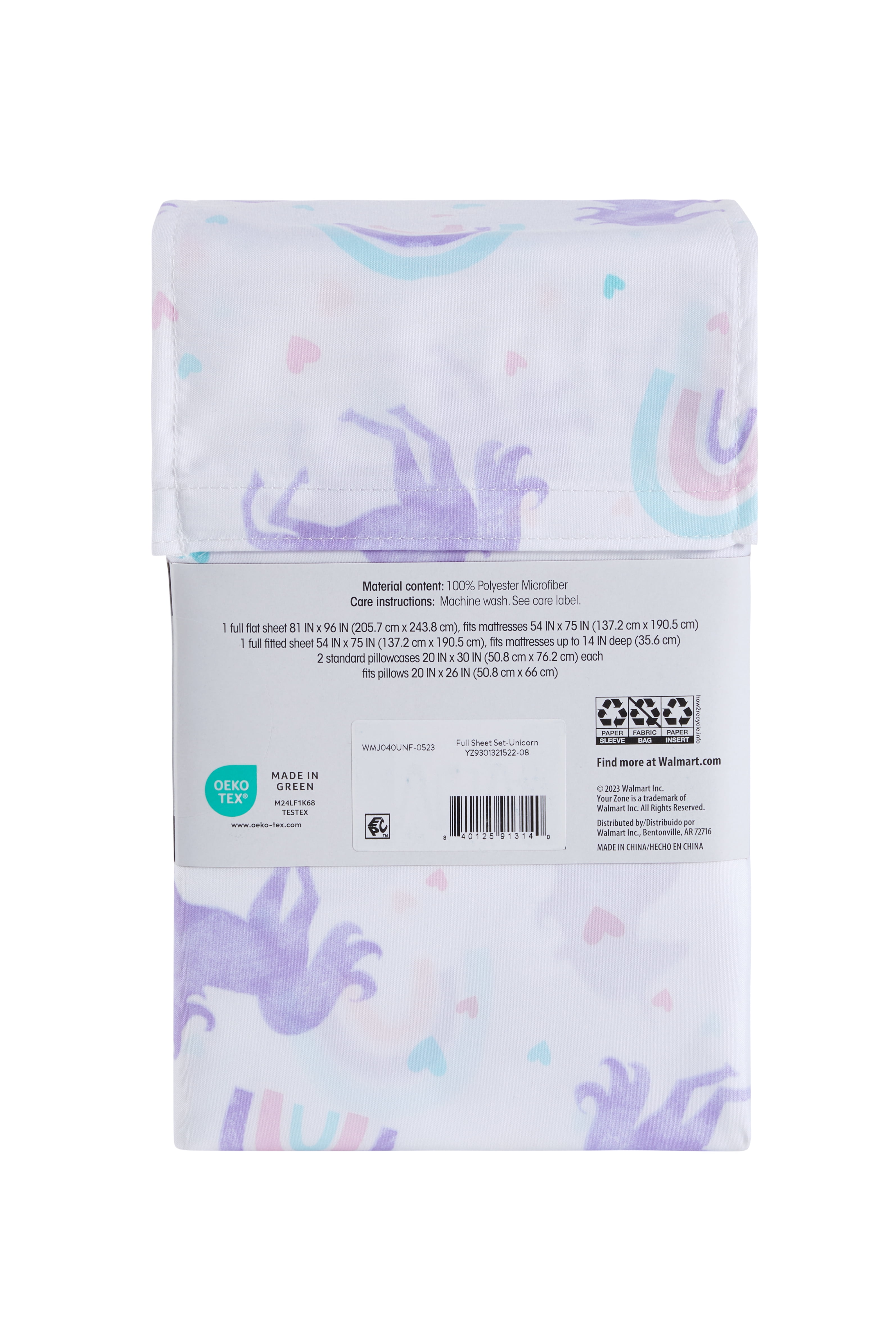 Your Zone 4-Piece Kids Soft Microfiber Sheet Set, Purple Unicorn, Full