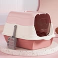 thumbnail image 3 of HWRETIE Fully Enclosed Cat Litter Box with Lid Splash Proof Pet Toilet Tray Large Space Cat Potty with Shovel Odor Control Covered Litter Pan, 3 of 7