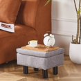 thumbnail image 7 of Foot Stool Ottomans Linen Footrest Storage Ottoman Step Stool Seat with Solid Wood Legs Modern Accent Stools for Couch Living Room Dark Grey, 7 of 7