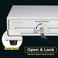 thumbnail image 4 of Volcora 13" Manual Push Open Cash Register Drawer for Point of Sale (POS) System, White Heavy Duty Till with 4 Bills and 5 Coin Slots, Key Lock with Removable Coin Tray and Double Media Slots, 4 of 7
