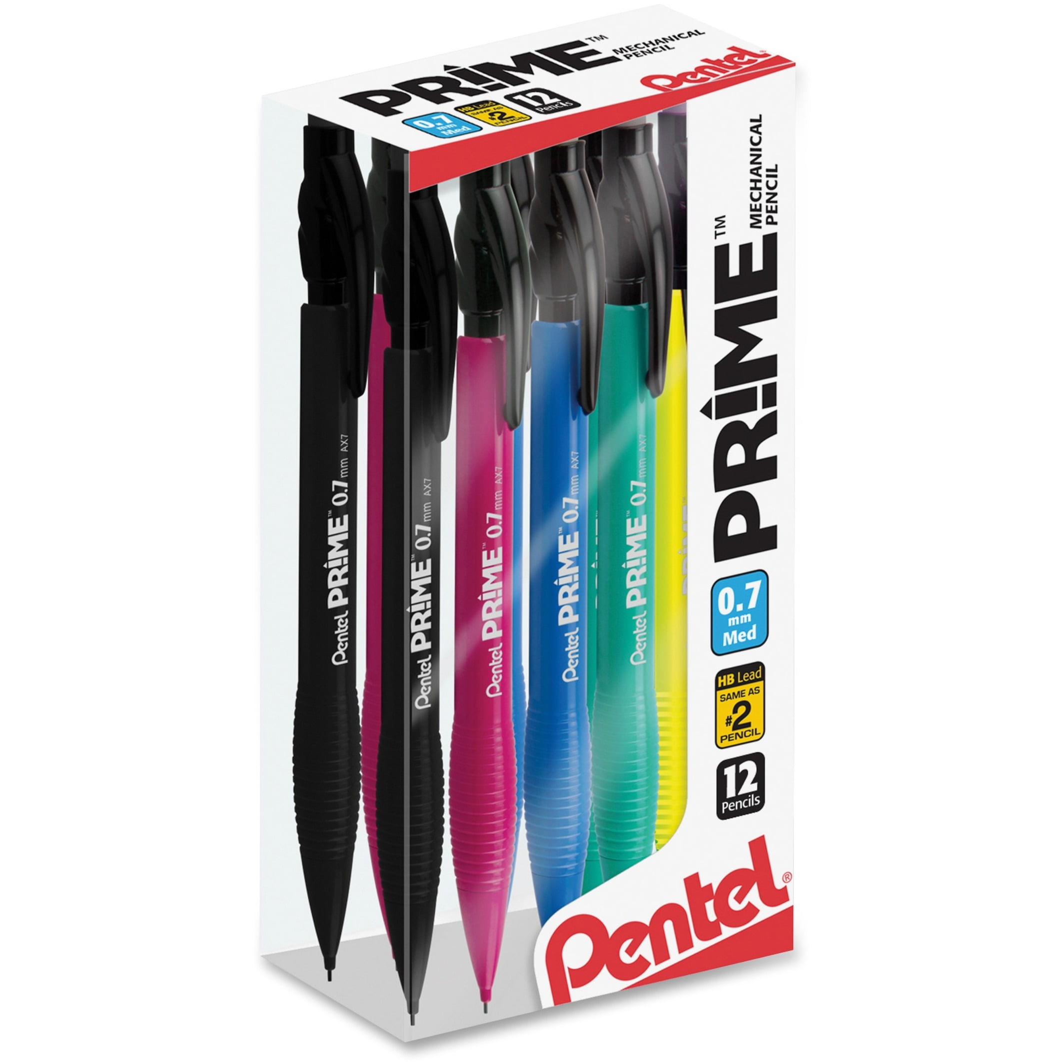 Pentel, PENAX7PC12M, Prime .7mm Asst Barrel Mechanical Pencil, 12 / Dozen