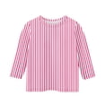 thumbnail image 4 of Girls Striped Print 3/4 Sleeve Shirts Summer Trendy Casual Tshirts Loose Fit Lightweight Crewneck Tee Soft Comfy Tops Hot Pink 160, 4 of 5