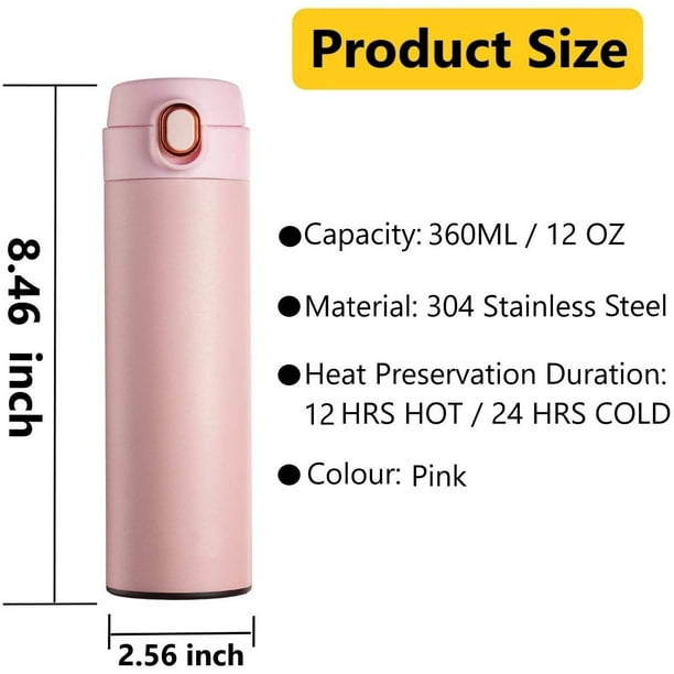 Thermos Isotherme Portable 500 ml en Acier inoxydable SUS 304
