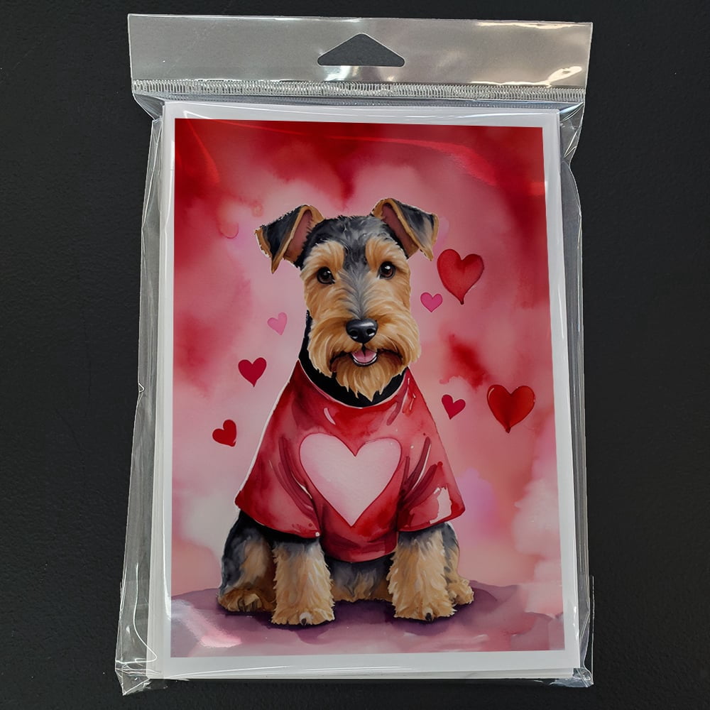 Welsh Terrier My Valentine Greeting Cards Pack of 8 7 in x 5 in