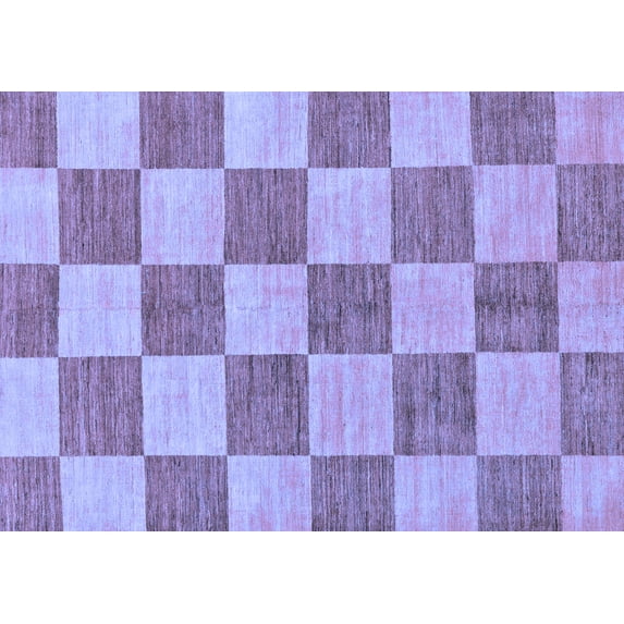 Ahgly Company Indoor Rectangle Checkered Blue Modern Area Rugs, 8' x 10'