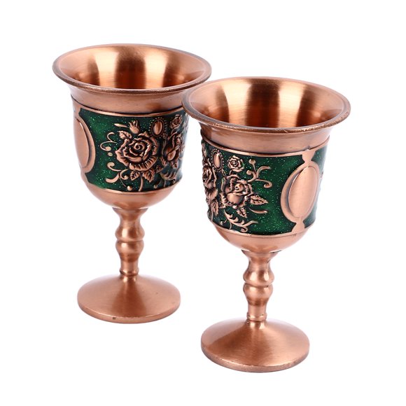 Copa De Vino De Metal Vintage, aleación De Zinc Premium, Copas De Metal Retro Decorativas En Relieve Para Bar De Casa, 2 Piezas, Con Café, Té, Uso De Café Con Leche, Para