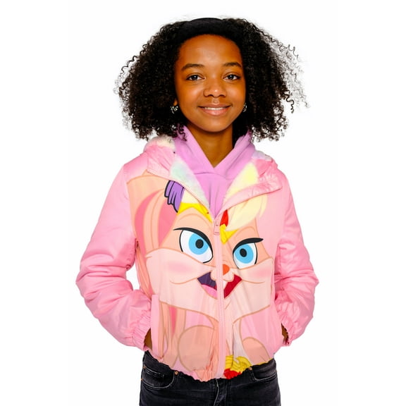 Members Only Girl's Midweight with Fur Lining Jacket Pink 4