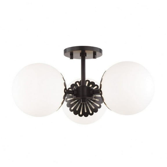 -Three Light Semi-Flush Mount in Style-17.5 inches Wide By 7.75 inches High-Old Bronze Finish Bailey Street Home 735-Bel-2941779
