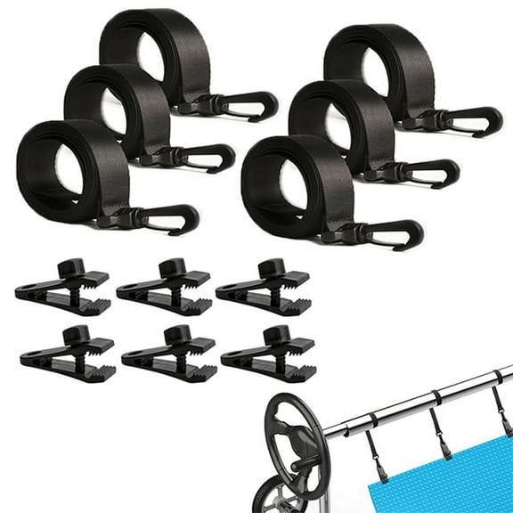 Pool Solar Cover Reel Straps,18 Pcs Including 6 Snap-Lock Clips,6 3 Times Denser Nylon Strap