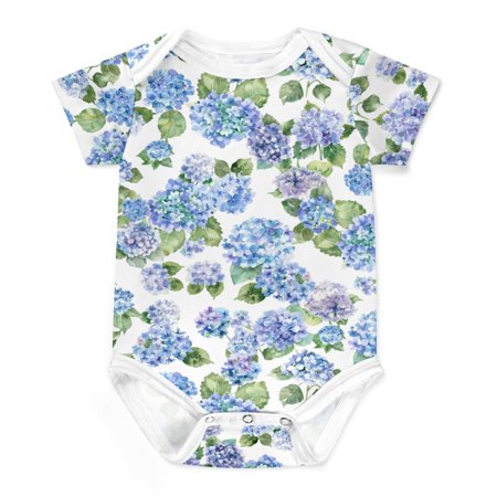

Baby Blue Hydrangea Floral Baby Rompers Boy Girl Watercolor Hydrangea Flowers Leaves Newborn Infant Clothes Summer Short Sleeve Jumpsuit Playsuit Bodysuit