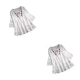 thumbnail image 1 of Blusa con lazo Sonducket para mujer Estampado especial Camisa vintage cuello en V fibra de playa blanco S, 1 of 6