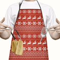 thumbnail image 2 of Red Christmas Reindeer Pattern Apron-Garden Aprons for Women with Pockets-Cotton Linen Waterproof Kitchen Cooking Gardening Aprons Adjustable for Kitchen,Cooking,BBQ and Salon 33"x27", 2 of 7