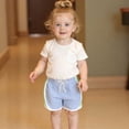 thumbnail image 2 of Rggeeun Toddler Boys Shorts Athletic Style Thin Striped Colorful With Adjustable Tie Elastic Waist Breathable Loose Fit For Summer Evening Party Cozy Bottoms,Blue,6-12 Months, 2 of 7