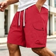 thumbnail image 2 of Shorts for Men Quick Dry Men's Cargo Shorts with Multi-pocket, Elastic Waist Straight Leg Shorts, Summer Fashion Casual Beach Short Pants Red 3XL, 2 of 8