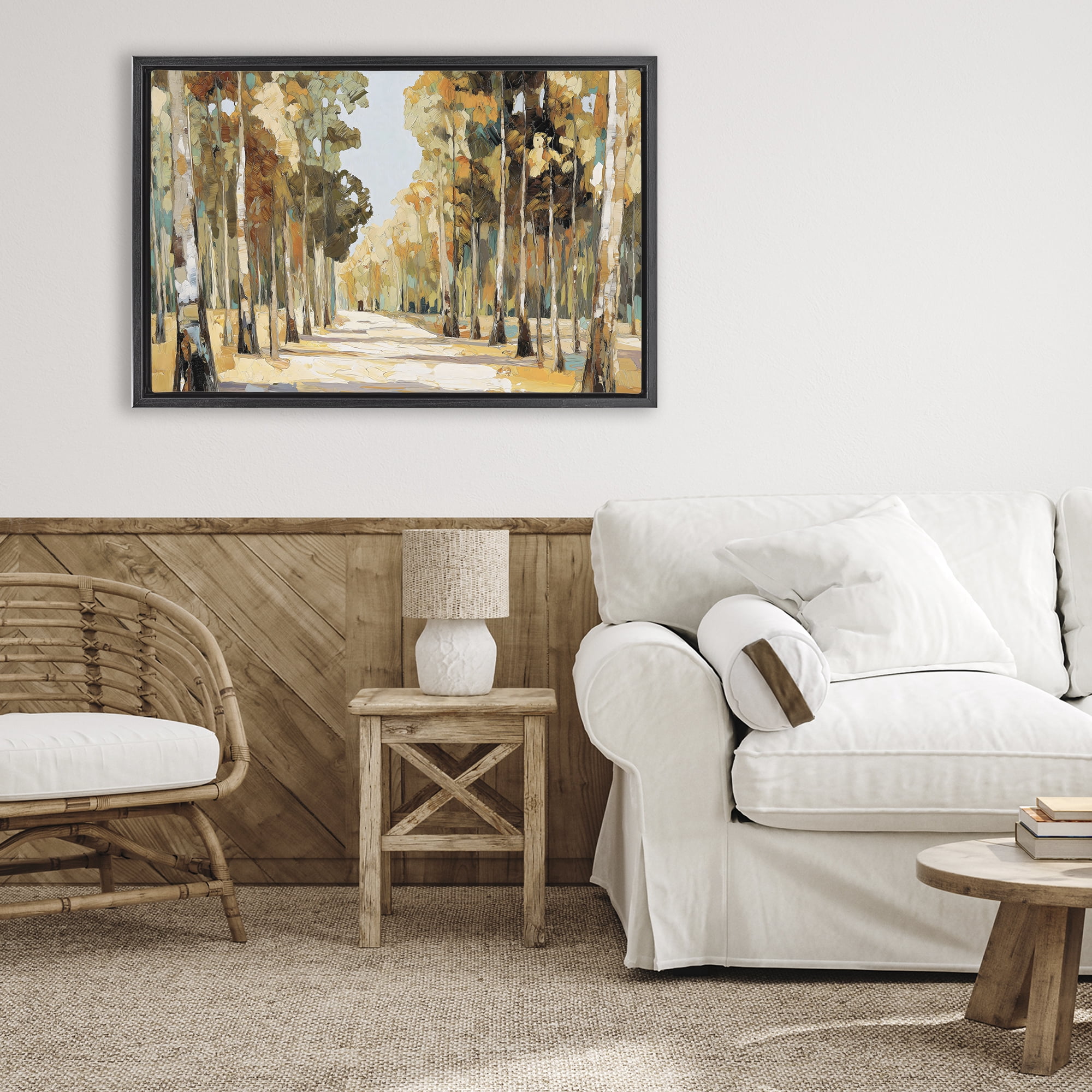 Stupell Industries Modern Impressionist Fall Forest Black Framed Floater Canvas Wall Art, design by Gina Kelly