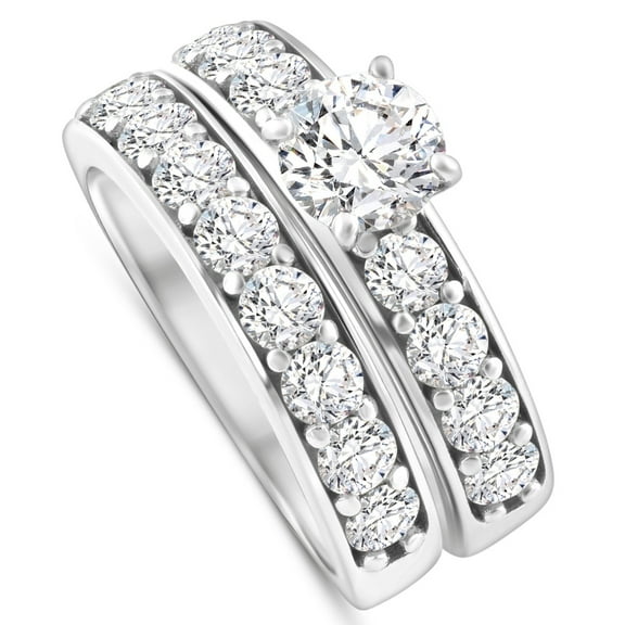 Pompeii 3Ct TW Diamond Engagement & Wedding Ring Set 14k White or Yellow Gold