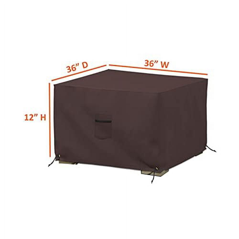 COVERS&ALL Square Ottoman Cover, Heavy Duty 18 Oz Waterproof UV & Weather Resistant Patio Garden Furniture Stool Protector Indoor Outdoor with Air Vents & Drawstrings (23" L x 23" W x 18" H, Coffee)