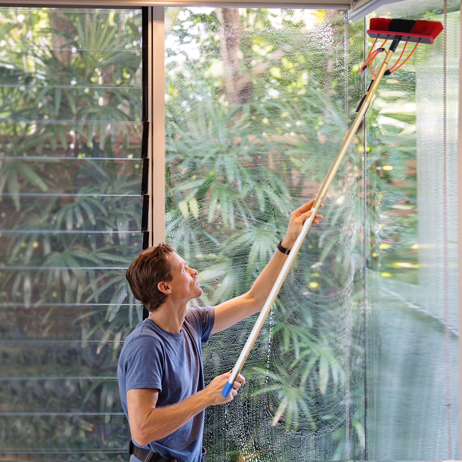 26FT Portable Water Fed Pole Kit Window Squeegee Solar Panel Cleaning