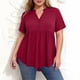 thumbnail image 2 of Plus Tops para Mujeres Tamaño Plus Moda Color Sólido Casual Botón-Up Top con Cuello en V Y Manga 3/4 Mujeres Tamaño Plus Tops de Verano, 2 of 7