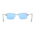 thumbnail image 4 of Womens Slick Minimal Luxury Rimless Rectangle Retro 90s Sunglasses Gold Blue, 4 of 4