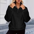 thumbnail image 2 of Sweatshirt For Women Fleece Casual Fashionable Round Neck Long Sleeved Solid Color Quarter Zipper Pullover Sweatshirt, 2 of 5