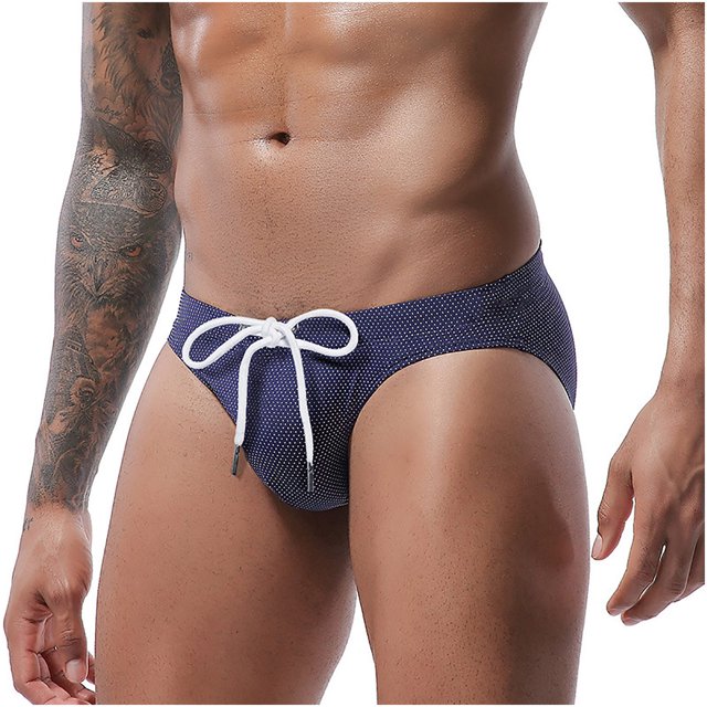 LNWUY Men's Low Rise Swimsuits Bikini Briefs Swimwear with Adjustable Drawstring Hipster Briefs Underwear Blue XXL