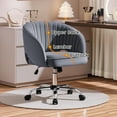 thumbnail image 3 of YYEAN Home Office Chair Velvet Desk Chair, Upholstered Modern Swivel Chair with Tufted Barrel Back, Rolling Wheels for Office, Study, Vanity-Dark Gray, 3 of 9
