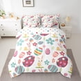 thumbnail image 2 of Manfei Cute Easter Bunnies Twin Bedding Sets 7-Piece fie Child, Polka Dots Eggs Bedding Comforter Set, Blossoms Flower Reversible Sheet Sets, Lightweight Room Decor, 2 of 7