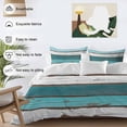 thumbnail image 3 of 3 Piece Turquoise Teal Duvet Cover Set Queen Size, Microfiber Comforter/Quilt Cover with Corner Ties and 2 Pillowcases, Farmhouse Retro Ombre Wooden Grain All Season Soft Bedding with Zipper Closure, 3 of 8