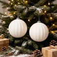 thumbnail image 4 of 6 Inch Velvet Christmas Balls, Velvet Xmas Tree Ornaments Balls Decorations Hanging Flocked Ornaments for Christmas Tree Home Garland Holiday Party Decor (White, 1Pc), 4 of 6