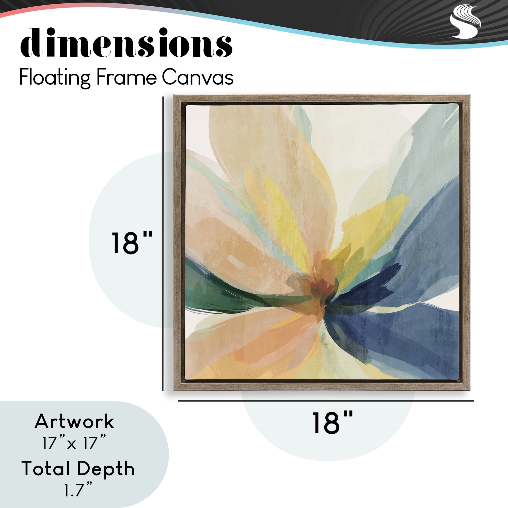 Flared Abstract Neutral Petals Brown Framed Floater Canvas Wall Art, design by Irena Orlov