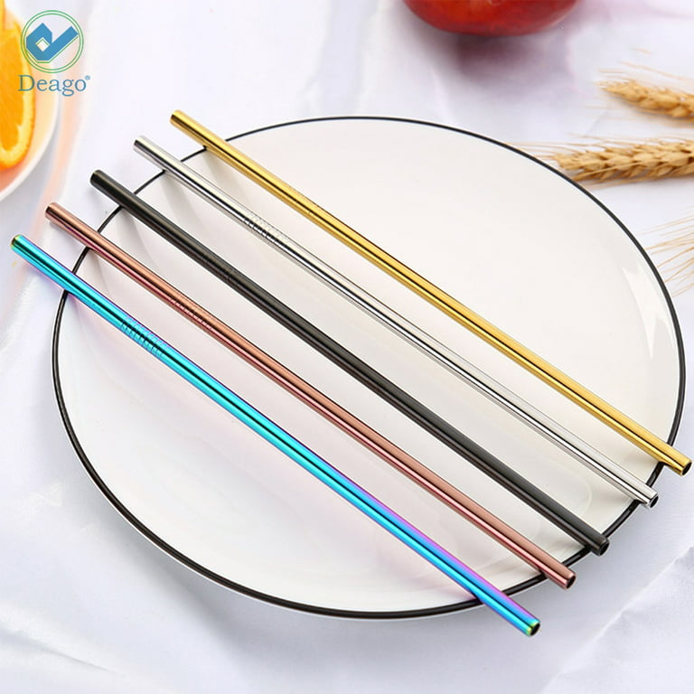 [24 PCS] Extra Long 10.4 inch Value Pack Reusable Stainless Steel Straws  Combinations, Tomorotec Metal Straw Sets with Cleaning Brushes, 12 Straight