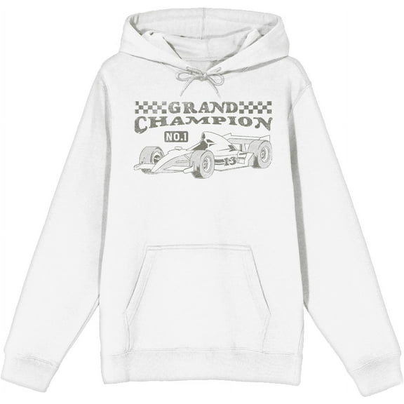 Formula One Grand Champion F1 Car Adult White Long Sleeve Hoodie-Medium