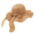 thumbnail image 2 of QSAWXQZ Women's Straw Sun Hat Wide Brim Bow Tie Packable Beach Outdoor Summer Hat Lightweight Travel Headwear Free Size, 2 of 5