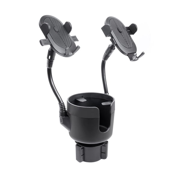 JINKEY Dual Cup Phone Holder for Car, 360°Rotatable Car Mount Adjustable Gooseneck Cell Phones Cup Holders Universal Fits for Most Mobile-Phone Automobile Cradles