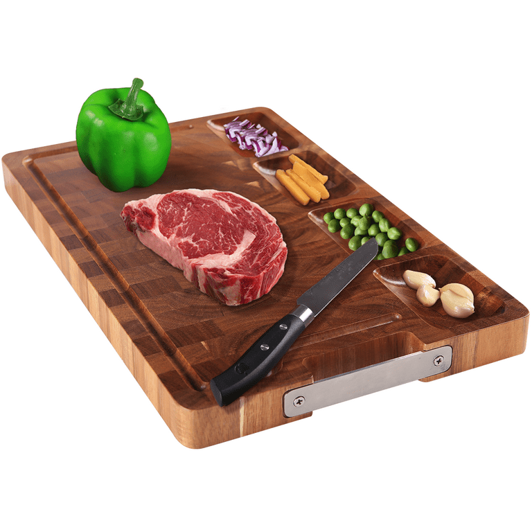Acacia Wood Cutting Board (13x13x1.2 Inch) with Juice Groove and Hand Grip  Large Thick Round Wooden Chopping Board for Kitchen Serving Board for Meat