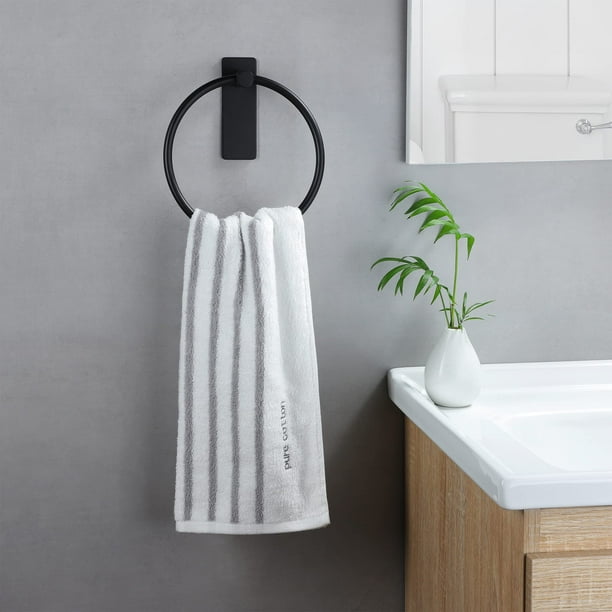 Towel ring black towel holder ring no drilling towel rail for kitchen and bathroom self adhesive stainless steel Walmart