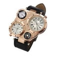 thumbnail image 2 of Trayknick Men Chic Dual Movement Quartz Waterproof Outdoor Thermometer Compass Wrist Watch Rose Gold + Black, 2 of 13