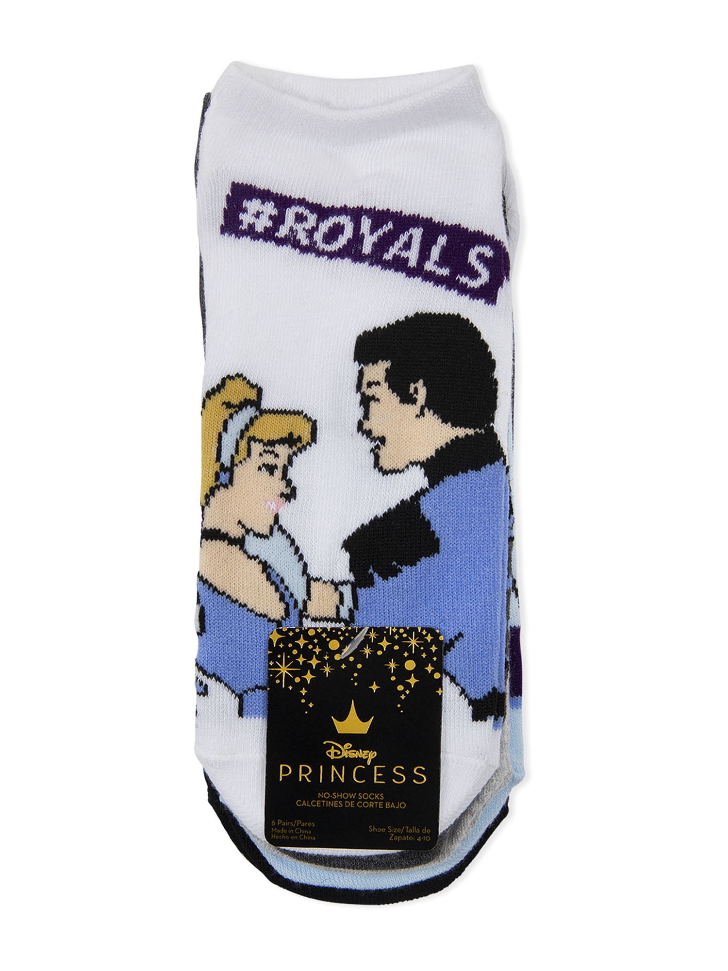 Disney Princess Women's Cinderella No Show Socks, 6 Pack