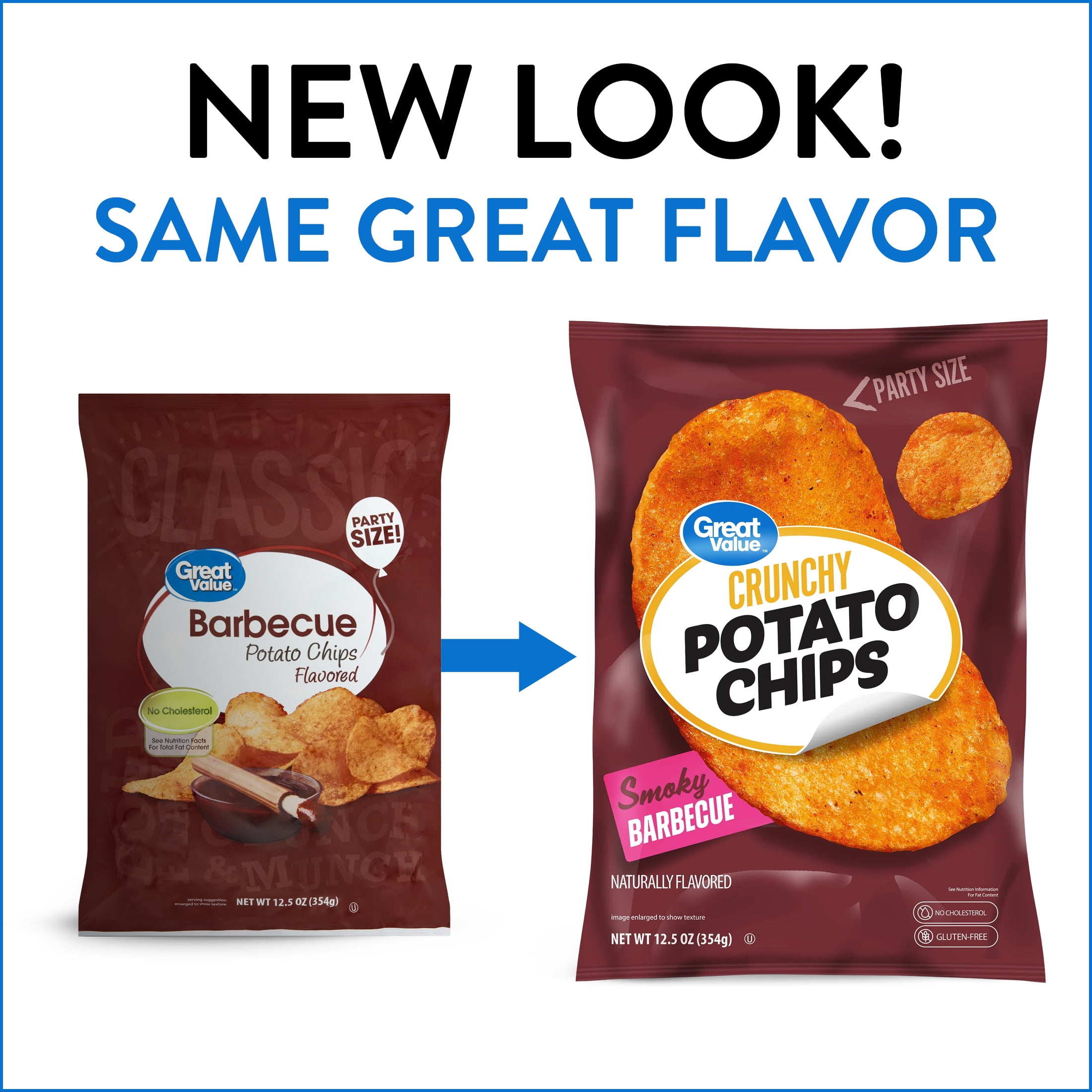Great Value Party Size Barbecue Potato Chips, 12.5 oz