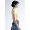 thumbnail image 4 of Yellow Rhinestone Smiley Tie Waist Tee - Women's Short Sleeve Crop Top, 4 of 4