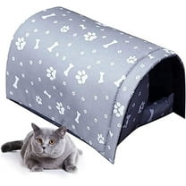 Lingouzi Outdoor Feral Cat Shelter Medium Outdoor Cat House with Pet Bed, Multi-color
