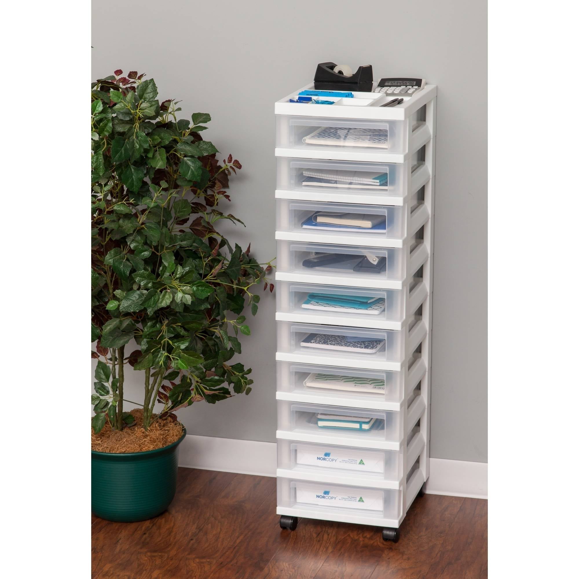 10-Drawer Smooth Rolling Casters Storage Bin Organizer Cart for Home and  Office - Bed Bath & Beyond - 30888815