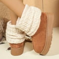 thumbnail image 6 of Women's Cozy Slip-On Mid-Calf Boots with Thick Platform Sole, Round Toe & Knitted Cuff - Soft Fabric Upper, Faux Cover Sole for Winter Outdoor Party Wear, Winter Boots, 6 of 6