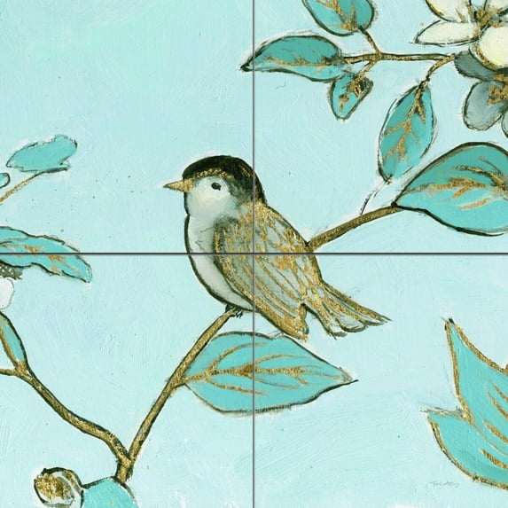 Tile Mural Kitchen Backsplash - Toile Birds II - by Emily Adams