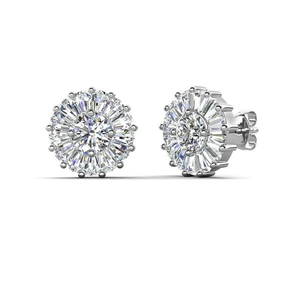 Cate & Chloe Ellee 18k White Gold Plated Stud Earrings with Simulated Diamond Crystals for Women