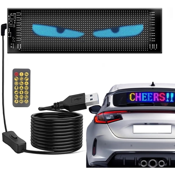 Glowpanel X Programmable Car Led Display,GlowPanel Car, Smart Remote Control,Diy Color Soft Light Display Screen, Easily Attached, Waterproof And Moisture-Proof, Suitable For Windows(10.2*34.8CM)